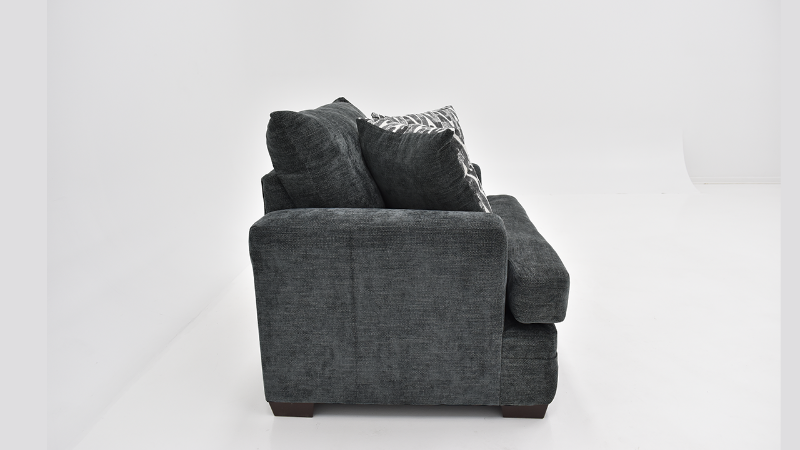 Aden Chair with Gray Upholstery and Accent Pillow, Side View  | Home Furniture Plus Bedding