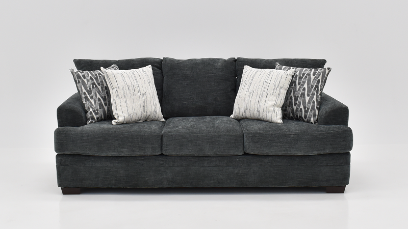 Aden Sofa with Gray Upholstery and Accent Pillows  | Home Furniture Plus Bedding