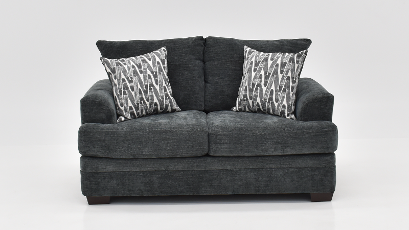 Aden Loveseat with Gray Upholstery and Accent Pillows  | Home Furniture Plus Bedding