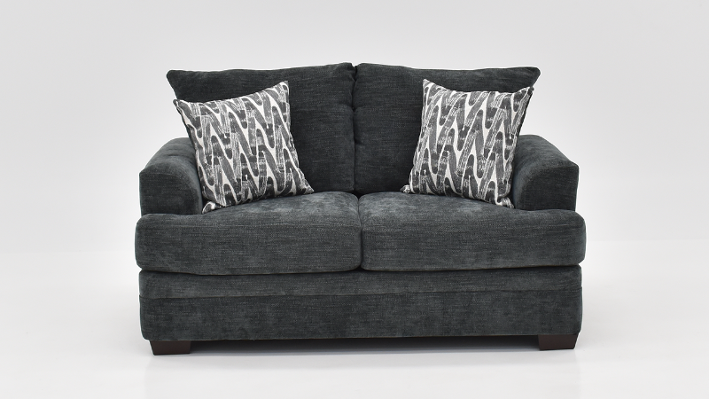 Aden Loveseat with Gray Upholstery and Accent Pillows | Home Furniture Plus Bedding