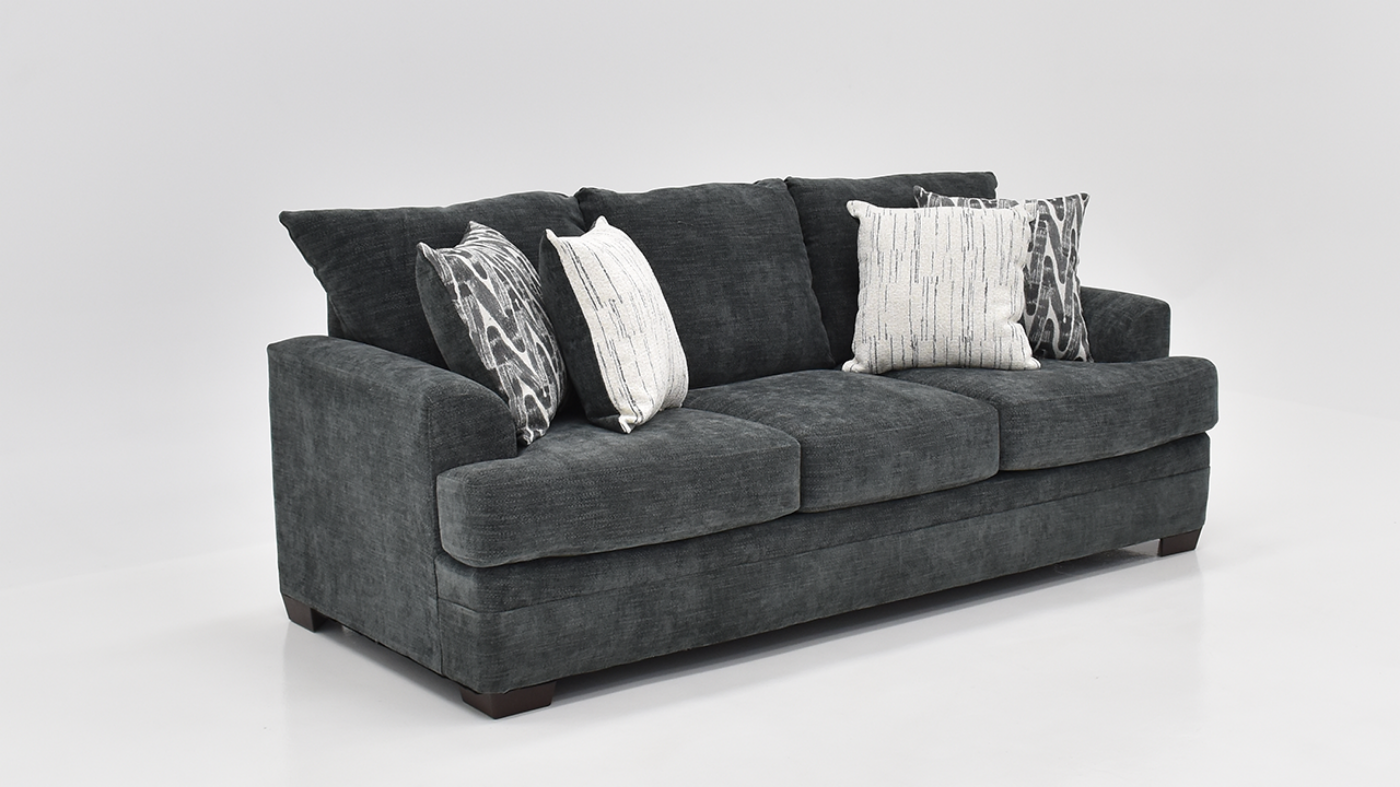 Aden Sofa with Gray Upholstery, Slightly Angled View | Home Furniture Plus Bedding