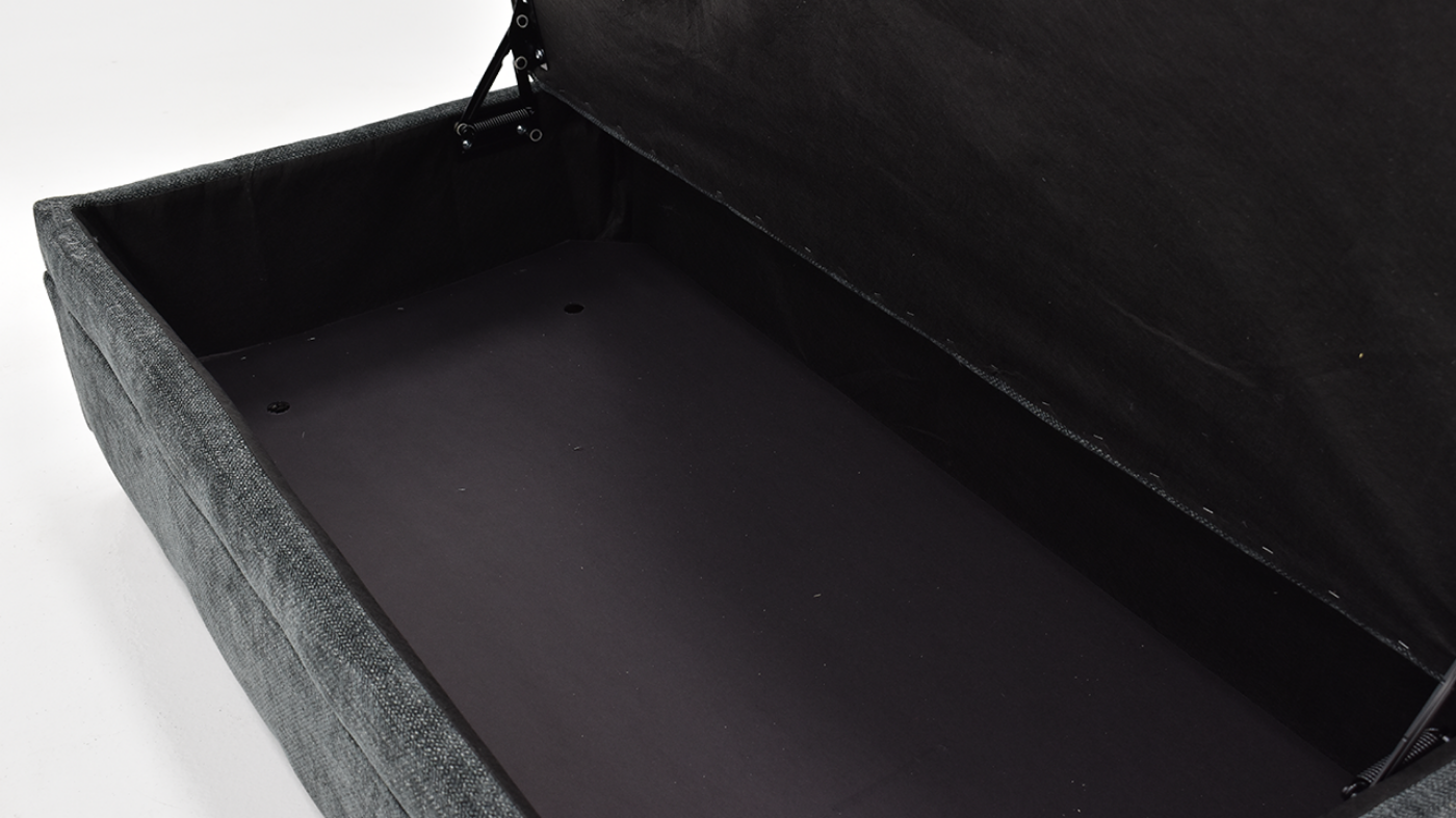 Aden Gray Ottoman, View of Interior of Storage Compartment | Home Furniture Plus Bedding