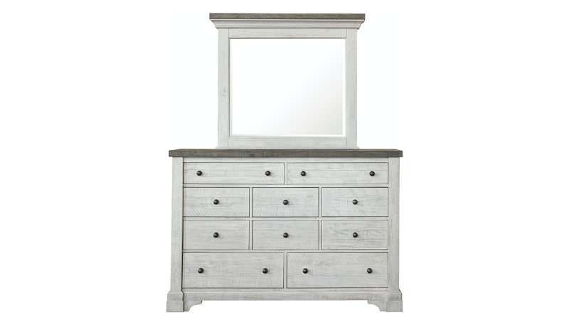 View of the Valley Ridge Queen Size Bedroom Set  in Off White with Gray by Samuel Lawrence | Home Furniture Plus Bedding