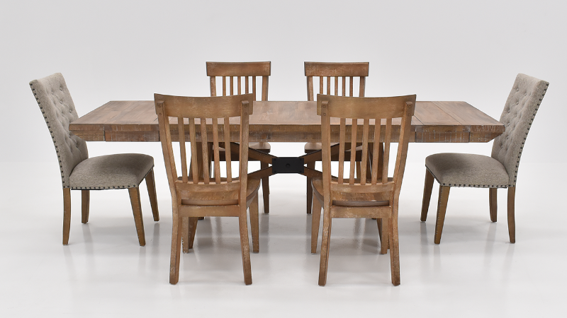 Riverdale 7 Piece Dining Table Set with Brown Finish | Home Furniture Plus Bedding