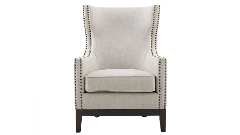Roswell Linen Accent Chair with Off White Upholstery, Front Facing | Home Furniture Plus Bedding
