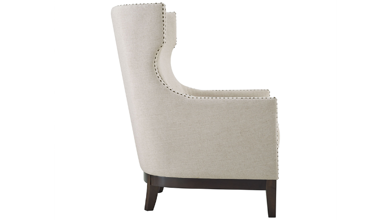 Roswell Linen Accent Chair with Off White Upholstery, Side View | Home Furniture Plus Bedding