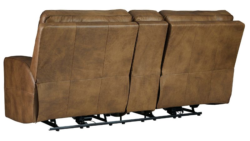 Rear View of the Game Plan POWER Reclining Loveseat in Light Brown by Ashley | Home Furniture Plus Bedding