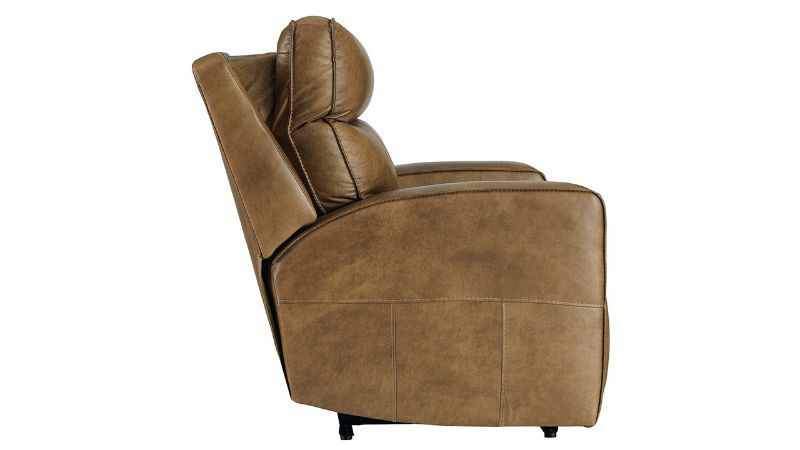 Side View of the Game Plan POWER Recliner in Light Brown by Ashley | Home Furniture Plus Bedding