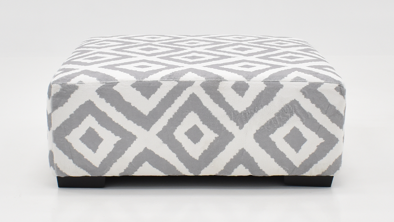 Tweed Ottoman with Gray and White Upholstery, Side View | Home Furniture Plus Bedding