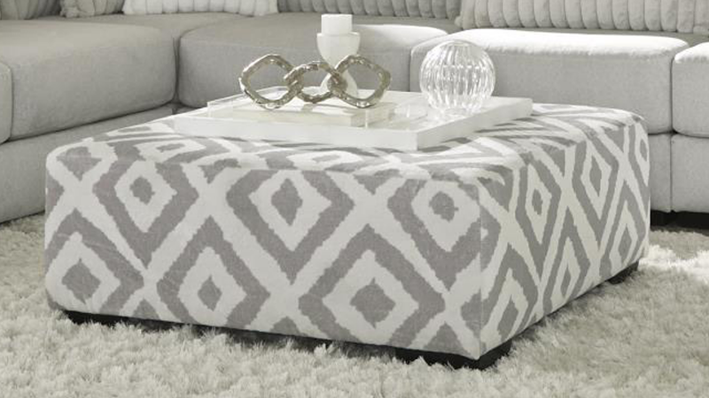 Tweed Ottoman with Gray and White Upholstery | Home Furniture Plus Bedding