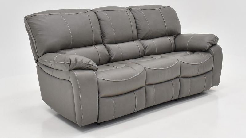 Angled View of the Legend POWER Dual Reclining Sofa in Gray by Man Wah | Home Furniture Plus Bedding