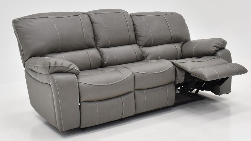 Angled Reclined View of the Legend POWER Dual Reclining Sofa in Gray by Man Wah | Home Furniture Plus Bedding