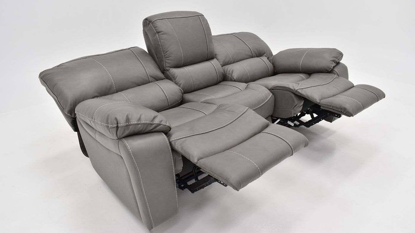 Angled Reclined View of the Legend POWER Dual Reclining Sofa in Gray by Man Wah | Home Furniture Plus Bedding