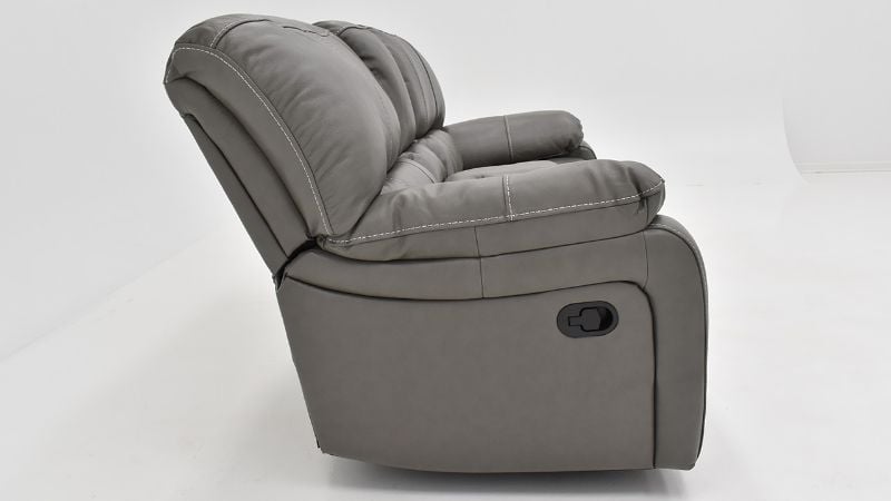 Side View of the Legend Dual Reclining Glider Loveseat in Gray by Man Wah | Home Furniture Plus Bedding