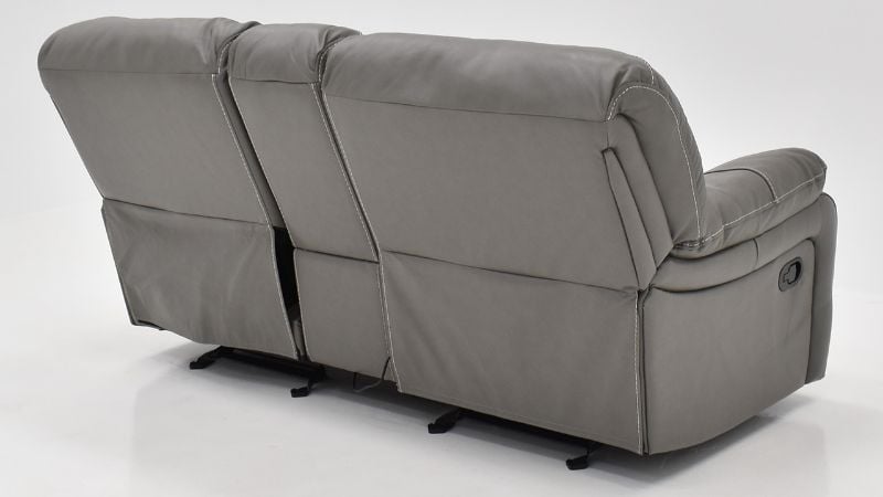 Rear View of the Legend Dual Reclining Glider Loveseat in Gray by Man Wah | Home Furniture Plus Bedding