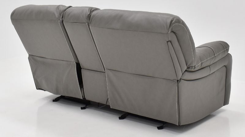 Rear View of the Legend Dual Reclining Glider Loveseat in Gray by Man Wah | Home Furniture Plus Bedding