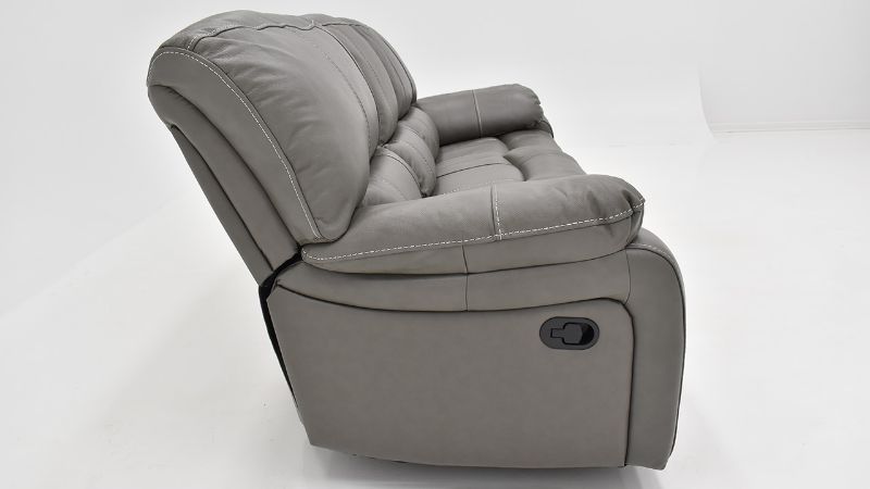 Side View of the Legend Dual Reclining Sofa in Gray by Man Wah | Home Furniture Plus Bedding