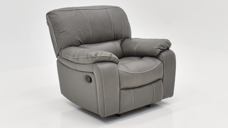 Angled View of the Legend Glider Recliner in Gray by Man Wah | Home Furniture Plus Bedding