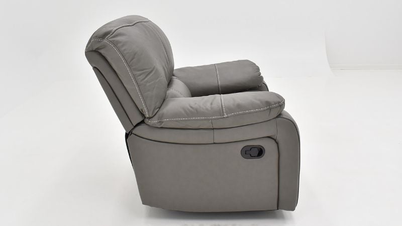 Side View of the Legend Glider Recliner in Gray by Man Wah | Home Furniture Plus Bedding