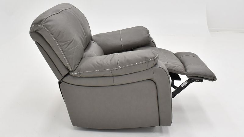 Side Reclining View of the Legend Recliner in Gray by Man Wah | Home Furniture Plus Bedding