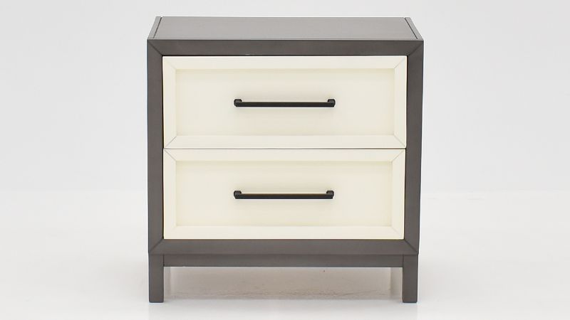 Front View of the Reed Nightstand in Off White and Slate Gray by Vintage Furniture | Home Furniture Plus Bedding