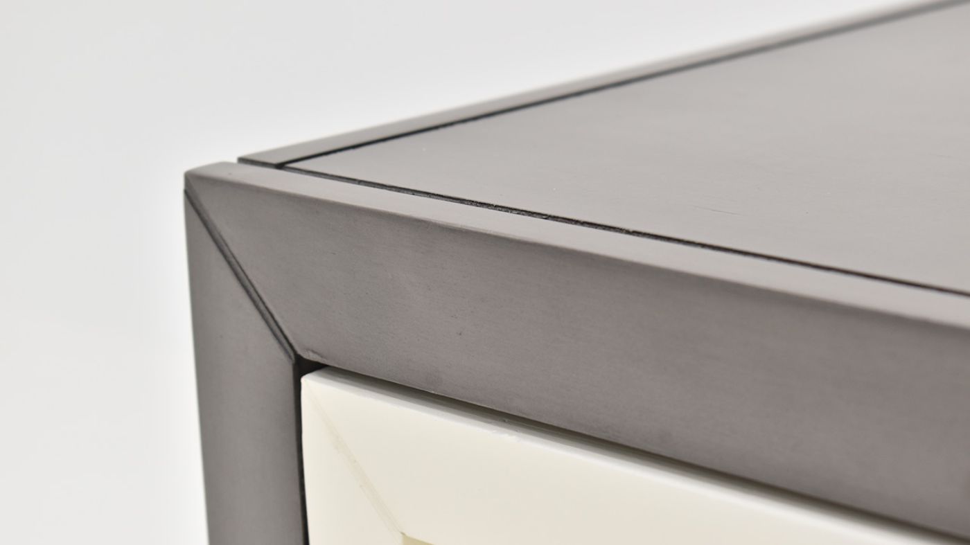 Close Up View of the Reed Nightstand in Off White and Slate Gray by Vintage Furniture | Home Furniture Plus Bedding