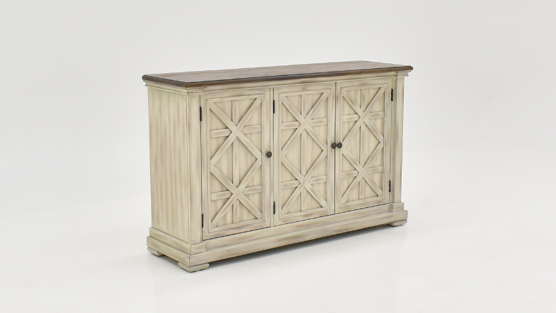 Gates 3 Door Console Media Cabinet with Off White Finish | Home Furniture Plus Bedding