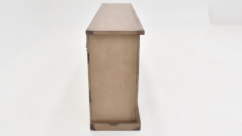 Side View of the Tucker Oval 4 Door Console Cabinet in Brown by Vintage Furniture  Home Furniture Plus Bedding