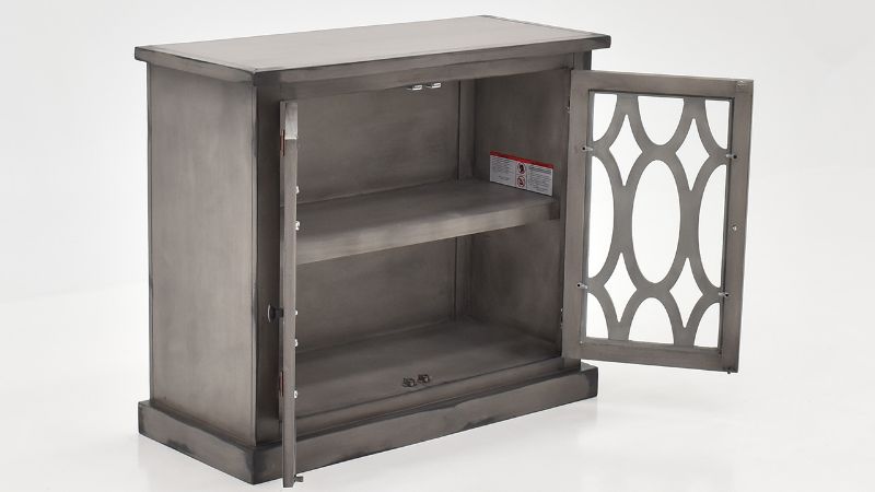 View of the Tucker Oval 2 Door Console Cabinet in Granite by Vintage Furniture | Home Furniture Plus Bedding