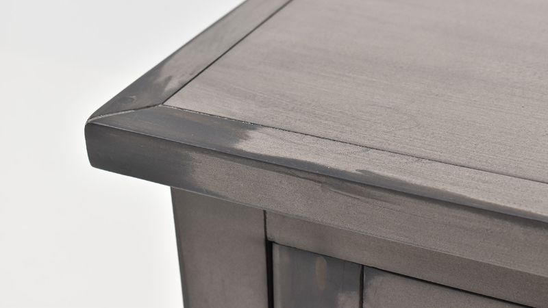 Close Up View of the Tucker Oval 2 Door Console Cabinet in Granite by Vintage Furniture | Home Furniture Plus Bedding