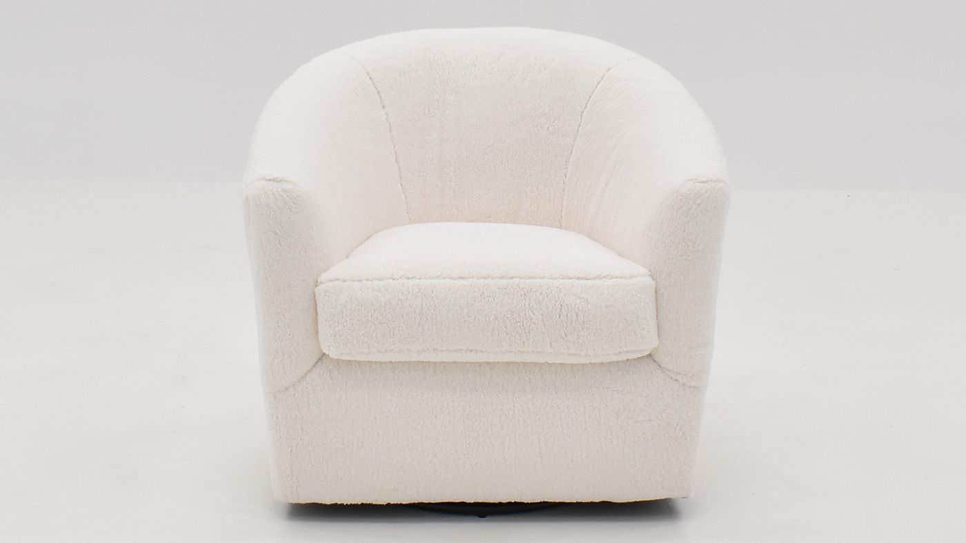 Front View of the Bo Peep Swivel Chair in Off White by  Chairs America | Home Furniture Plus Bedding