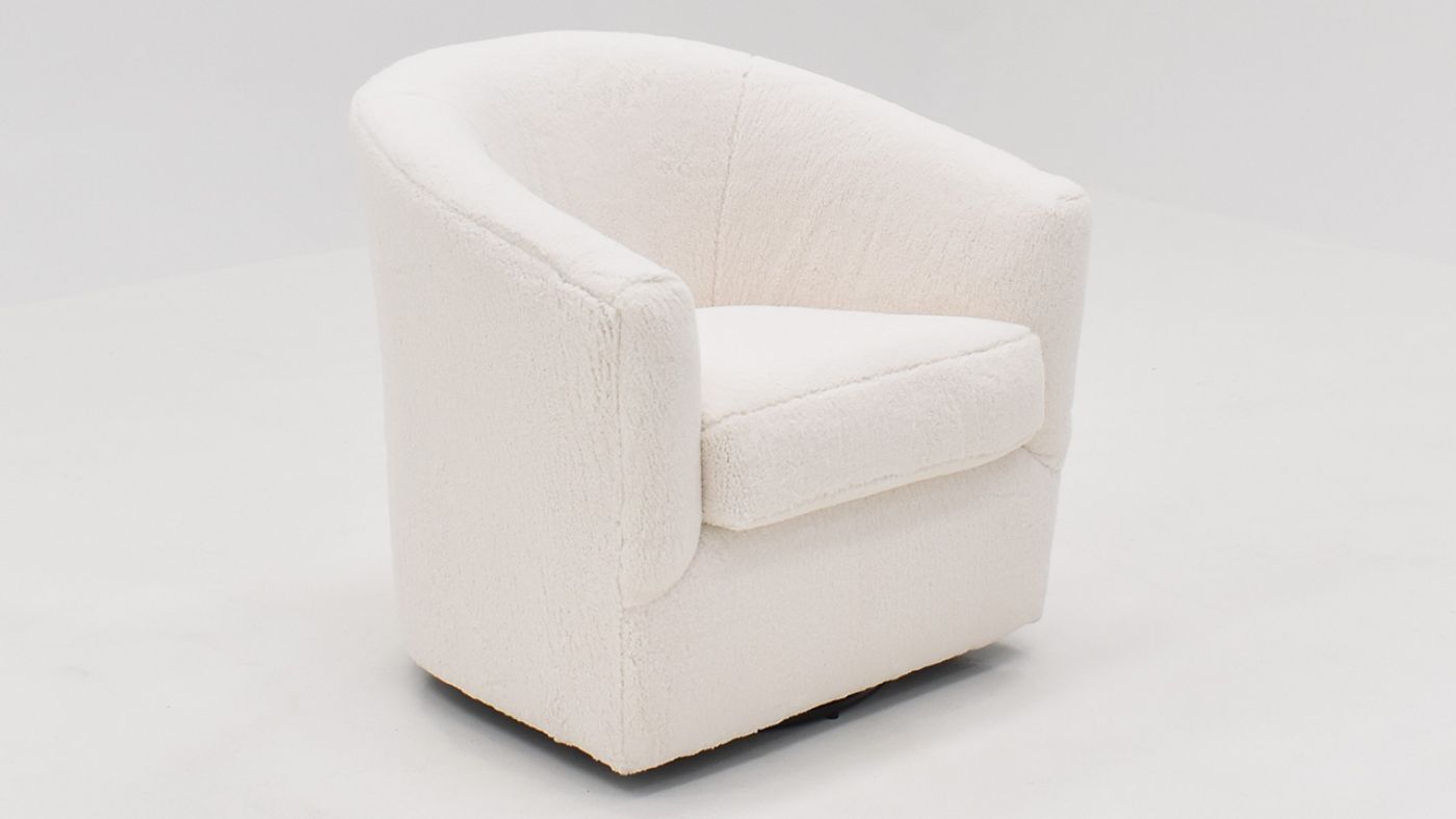 Angled View of the Bo Peep Swivel Chair in Off White by  Chairs America | Home Furniture Plus Bedding