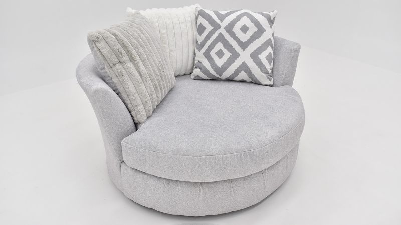 Angled View of the Tweed Swivel Chair in Gray by Albany Industries | Home Furniture Plus Bedding
