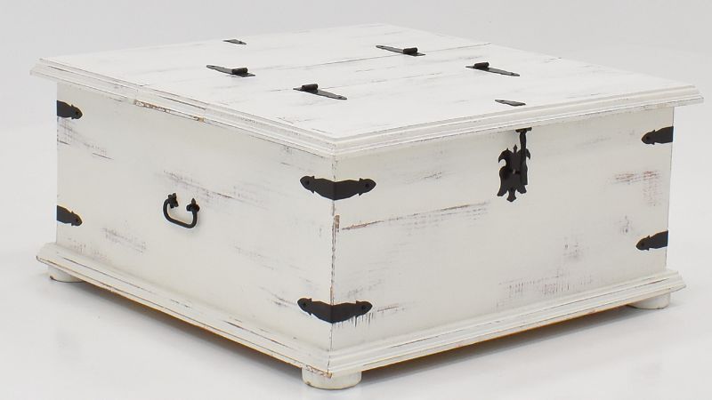 Angled View of the Arcon Storage Trunk in White by Vintage Furniture | Home Furniture Plus Bedding