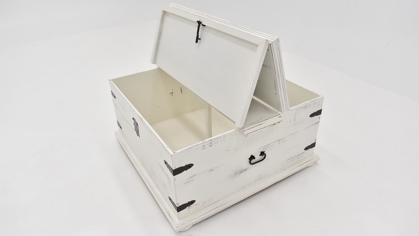 Angled View of the Arcon Storage Trunk in White by Vintage Furniture | Home Furniture Plus Bedding
