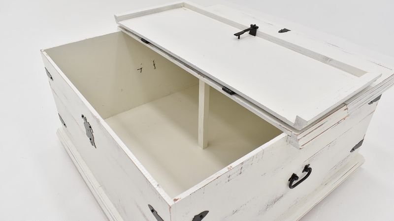 Angled View of the Arcon Storage Trunk in White by Vintage Furniture | Home Furniture Plus Bedding