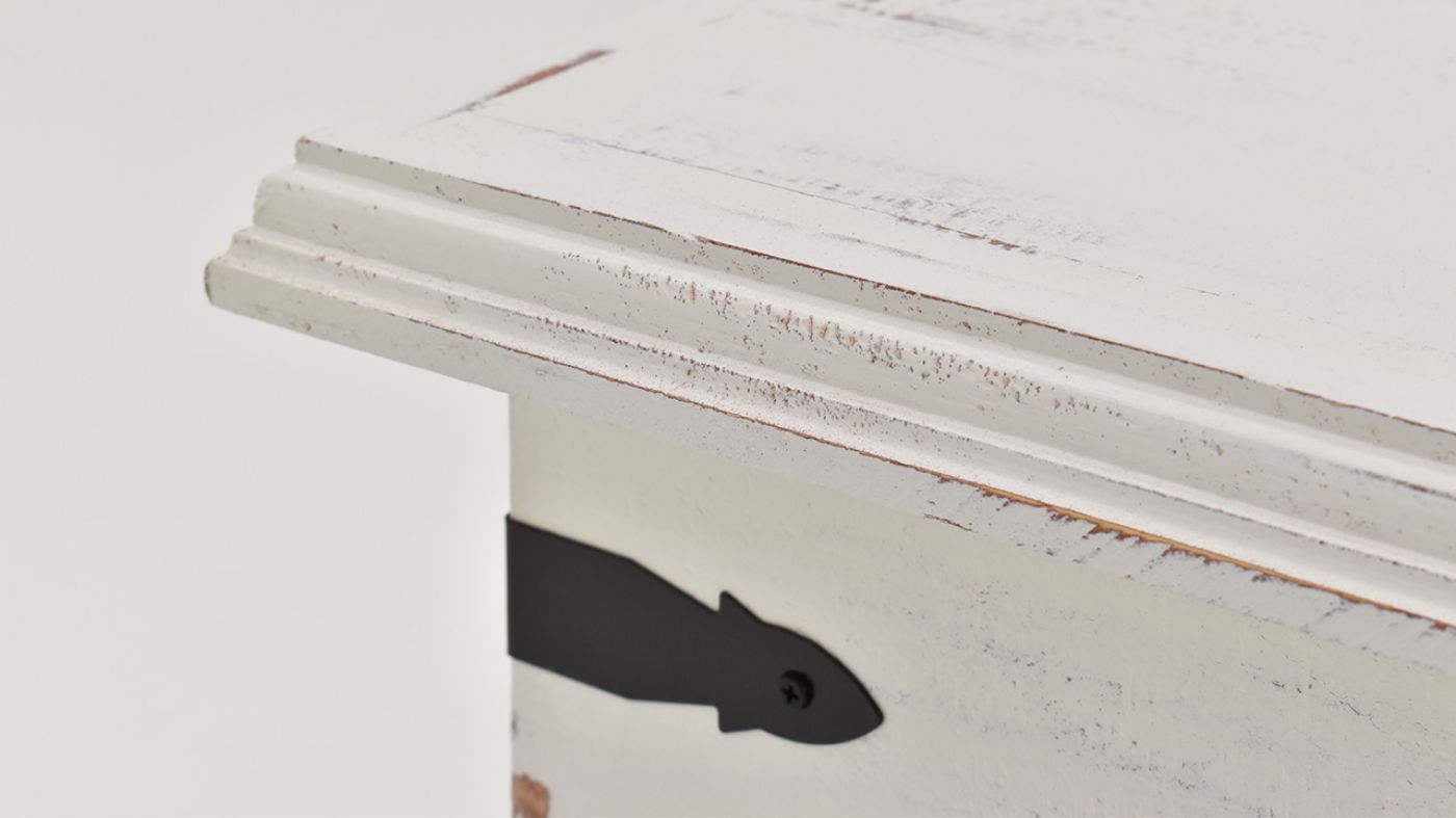 Close Up View of the Arcon Storage Trunk in White by Vintage Furniture | Home Furniture Plus Bedding