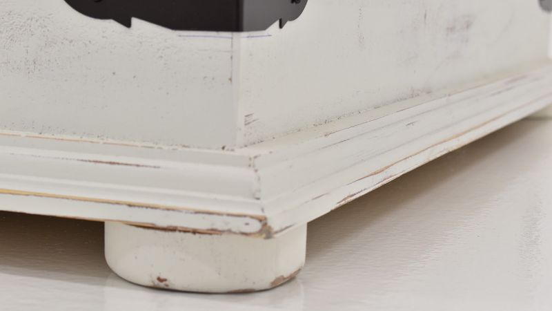 Close Up View of the Arcon Storage Trunk in White and Brown by Vintage Furniture | Home Furniture Plus Bedding