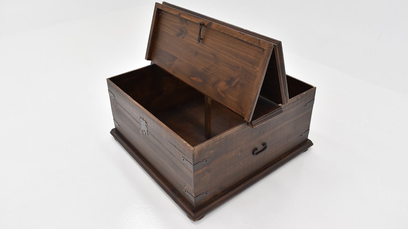 Angled View of the Arcon Storage Trunk in Walnut Brown by Vintage Furniture | Home Furniture Plus Bedding