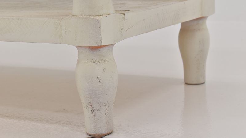 Close Up View of the Gracie Sofa Table in Two Tone Off White and Brown by Vintage Furniture | Home Furniture Plus Bedding