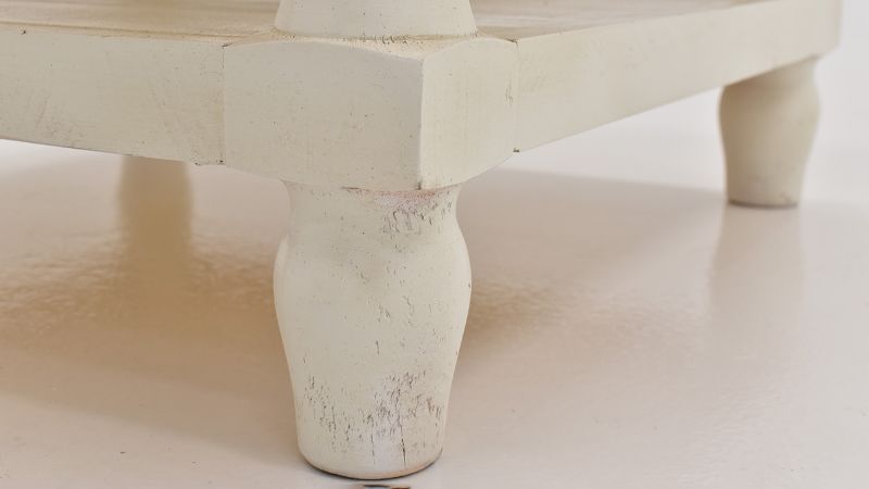 Close Up  View of the Gracie End Table in Two Tone Off White and Brown by Vintage Furniture | Home Furniture Plus Bedding