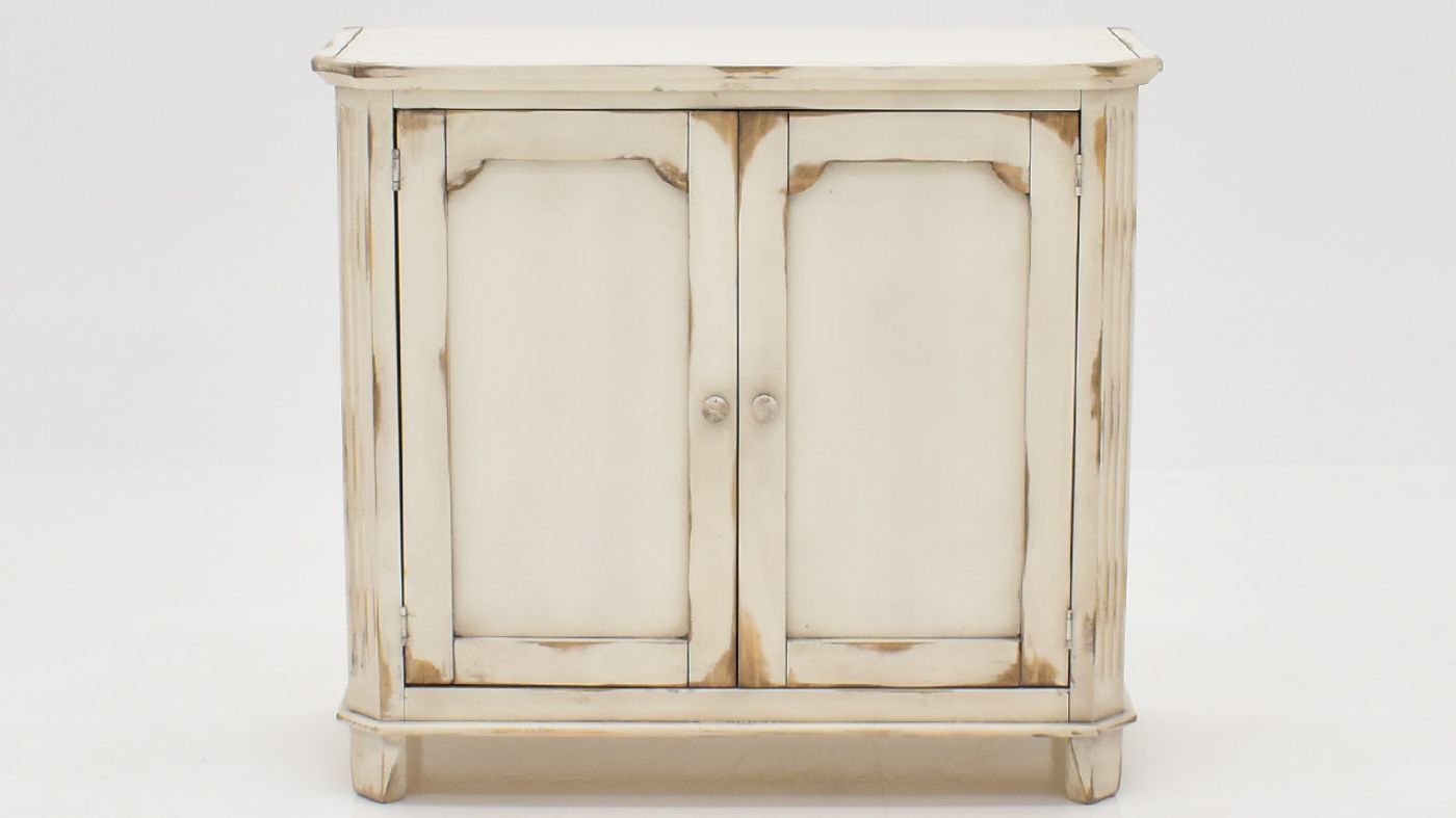 View of the Baleigh 2 Door Console in Off White by Vintage Furniture | Home Furniture Plus Bedding