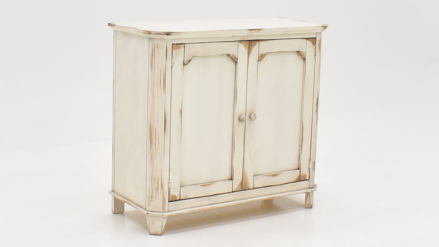 View of the Baleigh 2 Door Console in Off White by Vintage Furniture | Home Furniture Plus Bedding