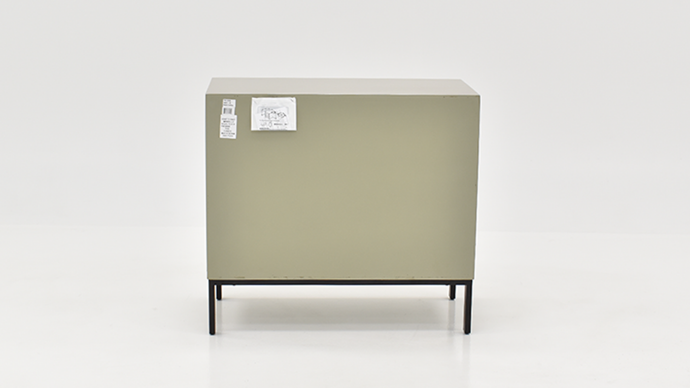 View of the Tumbling Block 2 Drawer Accent Cabinet in Silver and Black by Coast to Coast | Home Furniture Plus Bedding