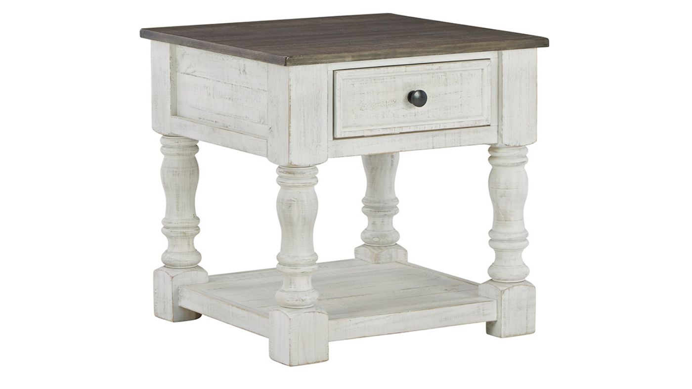 View of the Havalance Square End Table in Off White  by Ashley | Home Furniture Plus Bedding