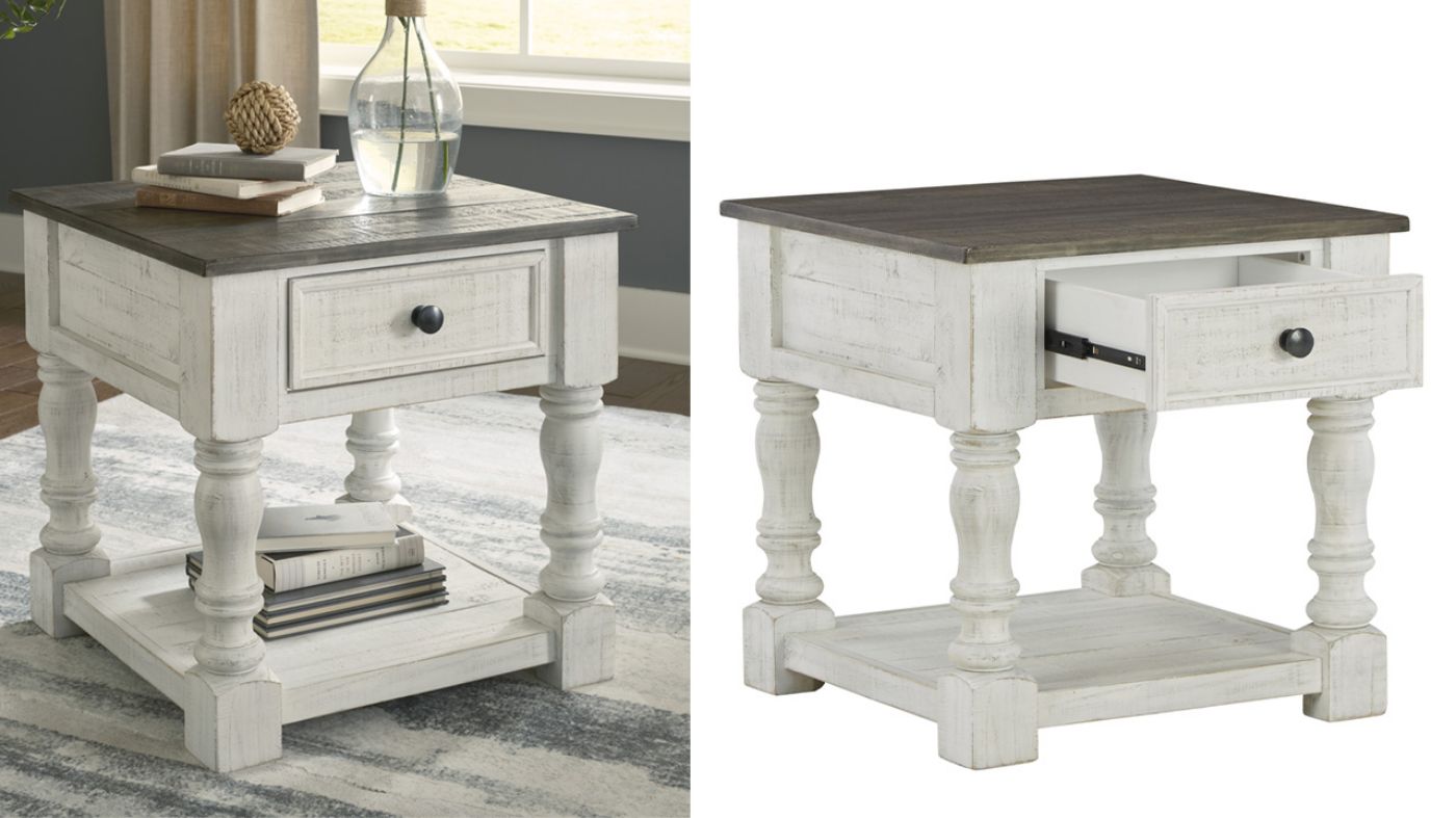 View of the Havalance Square End Table in Off White  by Ashley | Home Furniture Plus Bedding