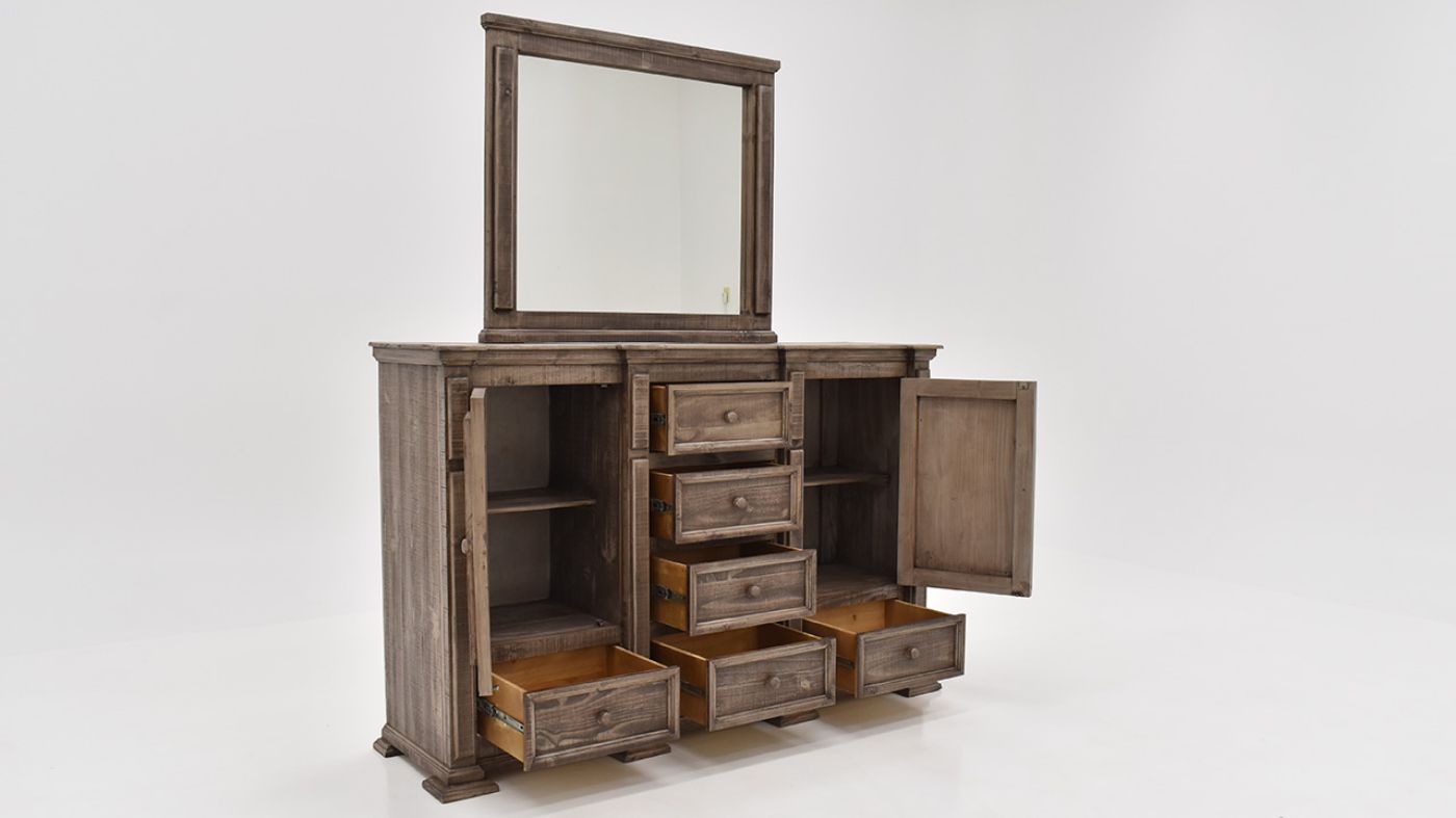 View of the Maverick Dresser with Mirror in Gray by Vintage | Home Furniture Plus Bedding