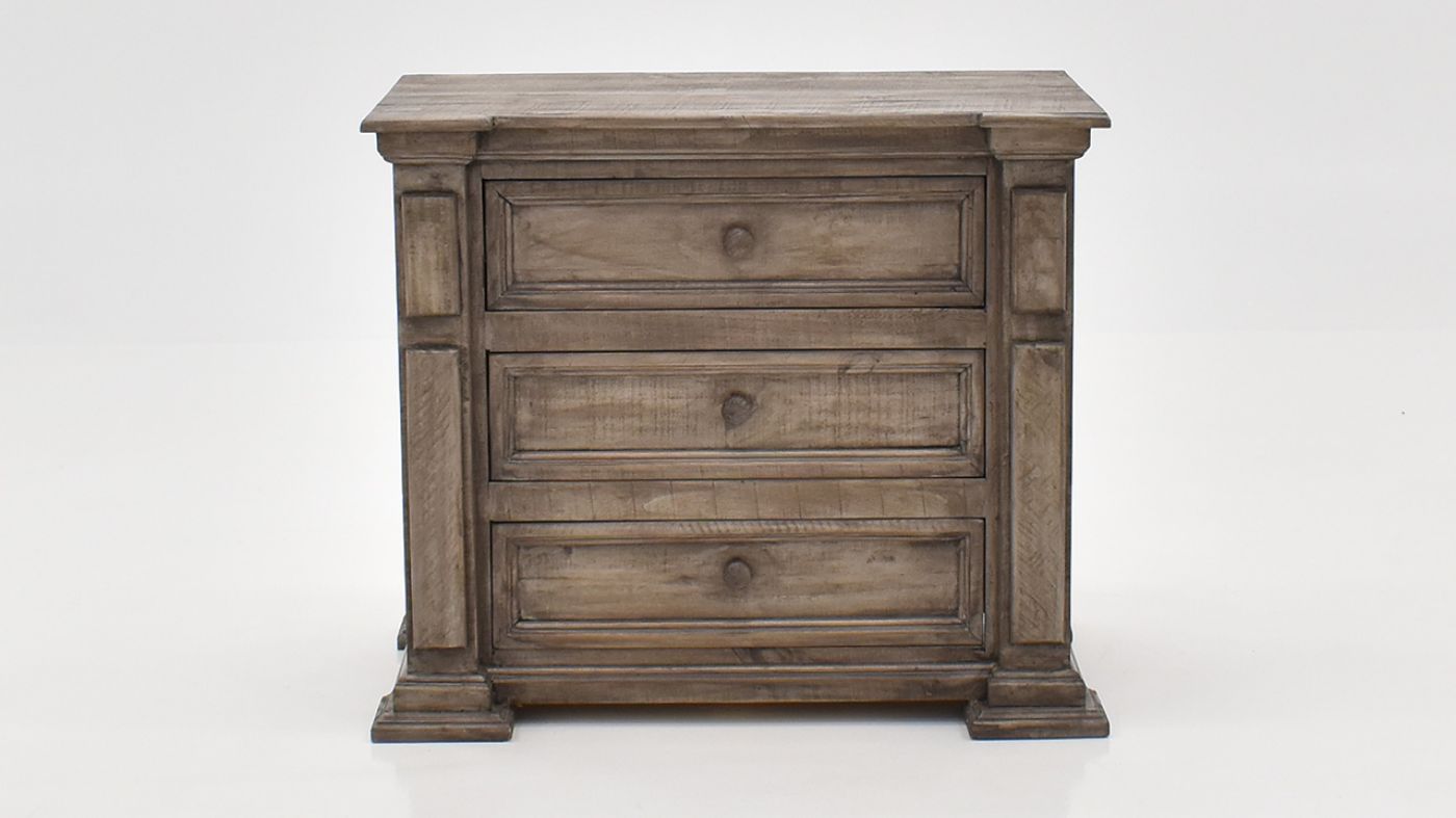 View of the Maverick 3 Drawer Nightstand in Gray by Vintage | Home Furniture Plus Bedding