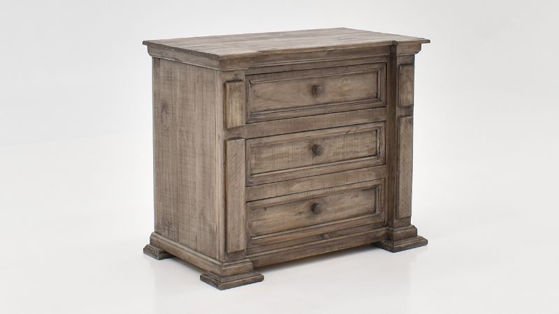 View of the Maverick 3 Drawer Nightstand in Gray by Vintage | Home Furniture Plus Bedding