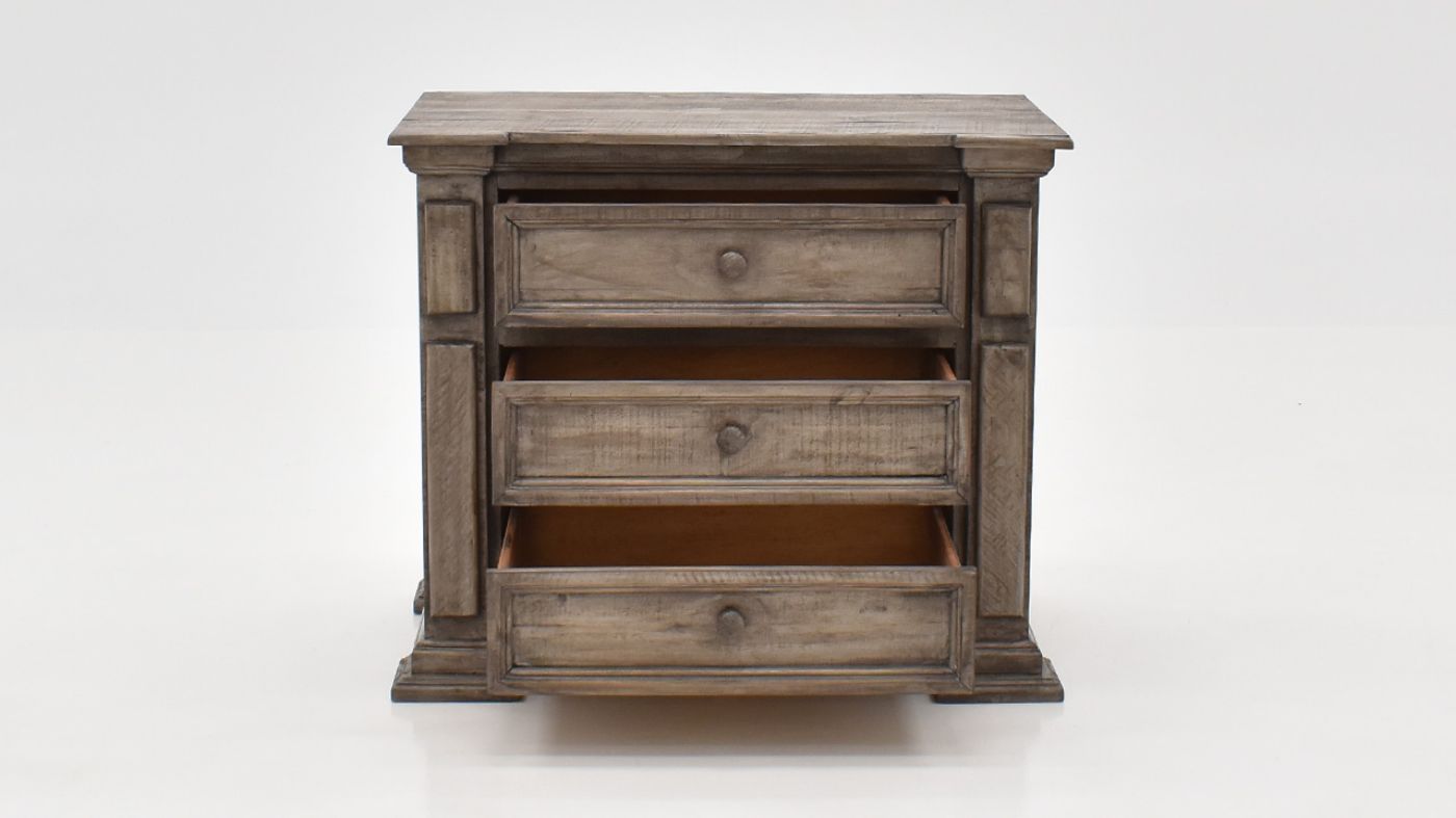 View of the Maverick 3 Drawer Nightstand in Gray by Vintage | Home Furniture Plus Bedding